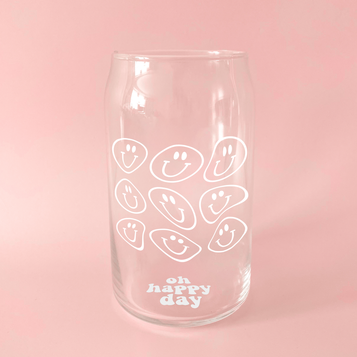 Outline Smiley Face Wrap Can Glass Cup – Wells Beauty Boutique