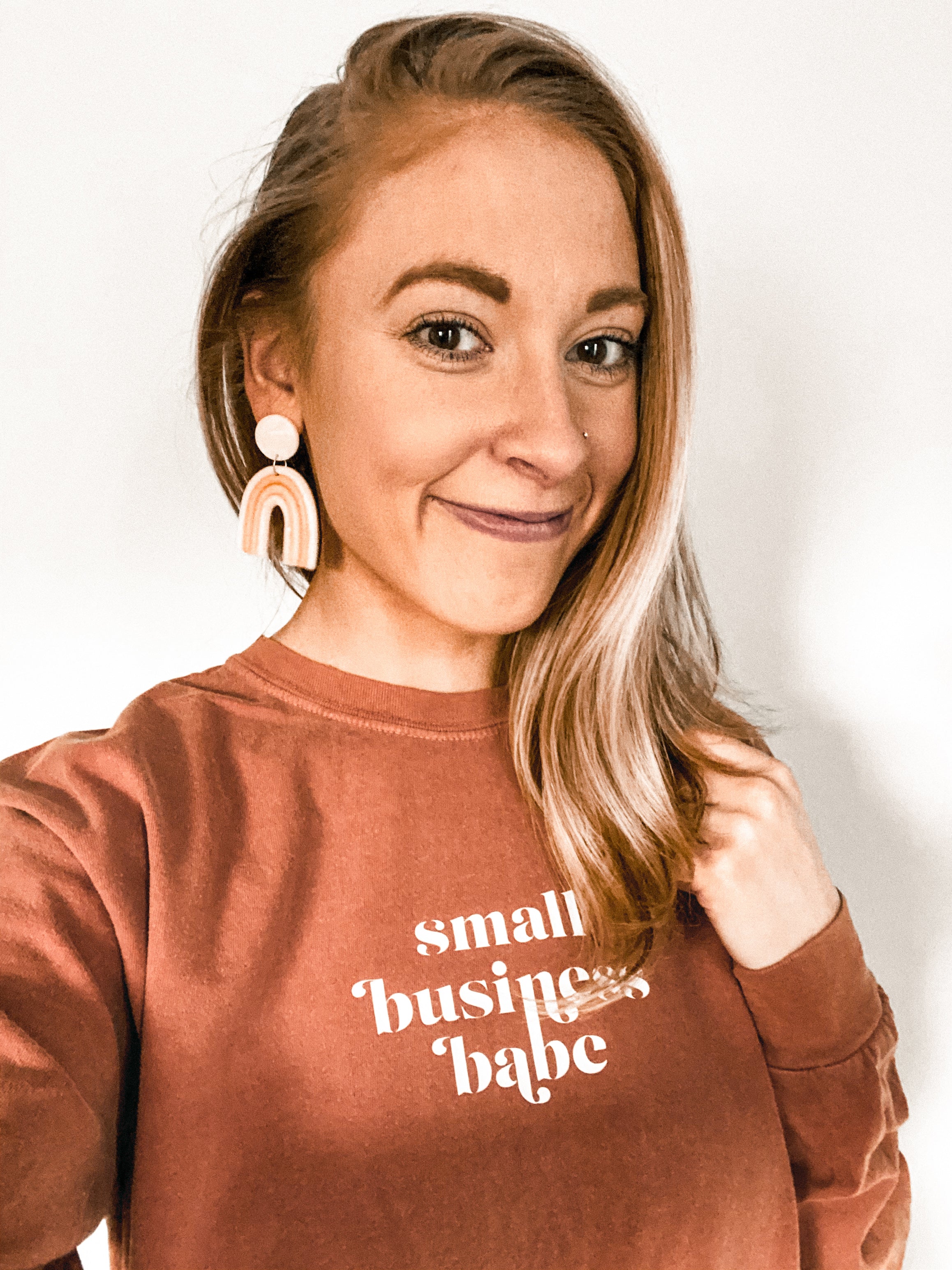 Small Business Babe Long Sleeve Tee Yam Color