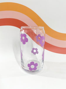 lilac daisy can glass