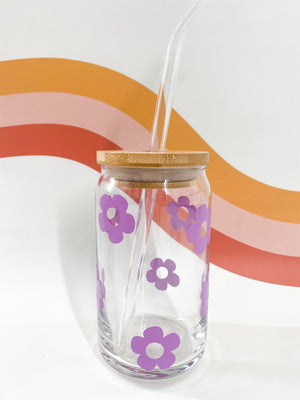 lilac daisy can glass