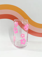 pink daisy can glass