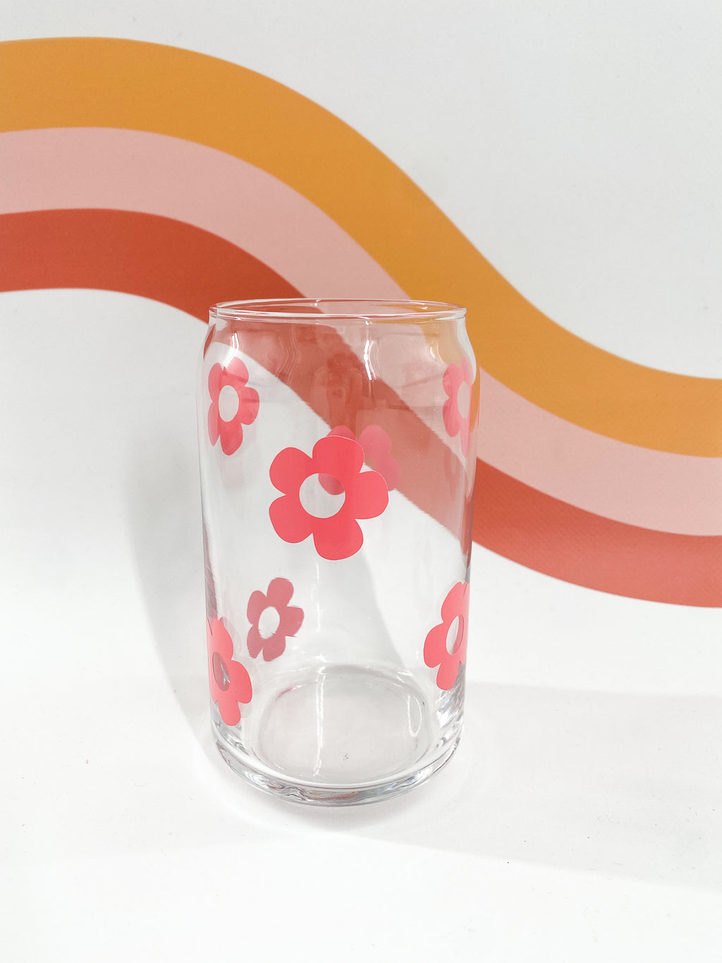 coral daisy can glass